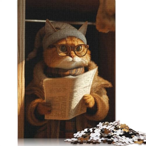 Lesen, süße Cartoon-Katzen-Puzzles für Erwachsene, Spielzeug, Lernspiel, schwierige Puzzles für Kinder ab 12 Jahren, 520 Teile (52 x 38 cm) von QBIREX
