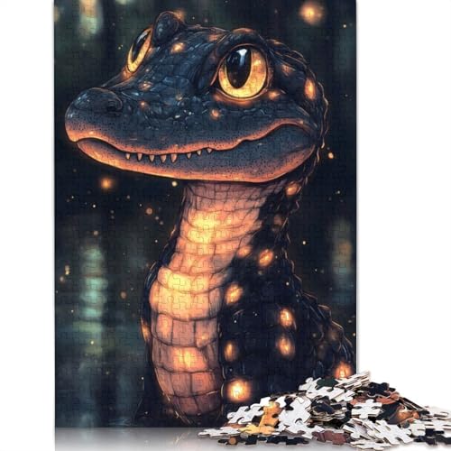 Leuchtendes Baby-Krokodil-Puzzle, Lernspiele, Familienaktivitäten, Premium-Karton-Puzzle für Frauen und Männer, 1000 Teile (75 x 50 cm) von QBIREX