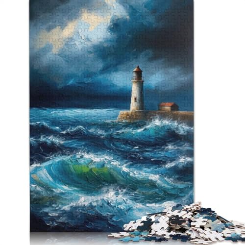 Leuchtturm-Malpuzzle, Denksportaufgabe, Premium-Karton-Puzzle für Kinder und Erwachsene ab 12 Jahren, Geschenke, 1000 Teile (75 x 50 cm) von QBIREX
