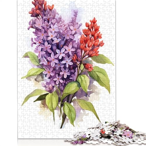 Lila Blumen 1500-teiliges Puzzle Lernspiele Puzzle für Erwachsene für Frauen für Kinder ab 12 Jahren 1500 Teile (85 x 57 cm) von QBIREX