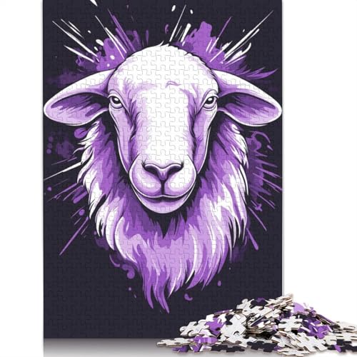 Lila Schaf-Illustrations-Puzzle, Lernspiele, Familienaktivitäten, Premium-Karton-Puzzle für Frauen und Männer, Geschenk, 1000 Teile (38 x 26 cm) von QBIREX