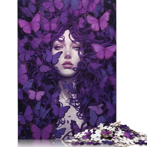 Lila Schmetterlinge Puzzle, 100% recyceltes Kartonpapier, rechteckiges Puzzle für Erwachsene und Kinder, 1000 Teile (75 x 50 cm) von QBIREX