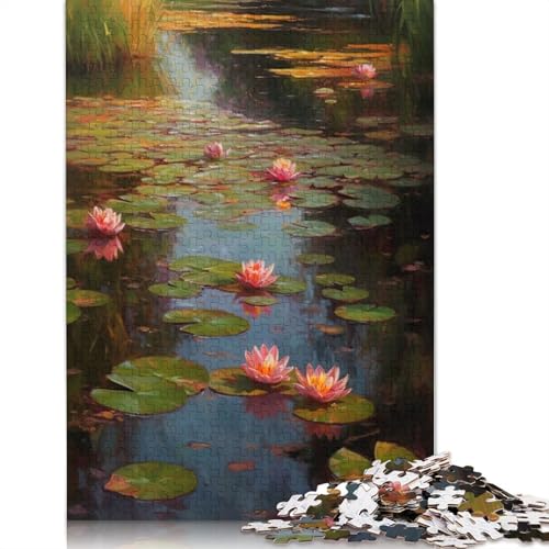 Lily Pond Puzzle, Dekompressionsspielzeug, 100% recycelter Karton, Puzzle für Erwachsene, 1000 Teile (75 x 50 cm) von QBIREX