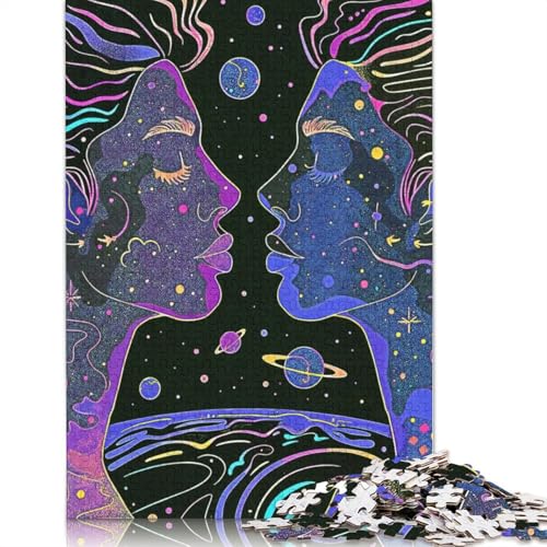Line Art Magisches Weltraum-Puzzle, Premium-Puzzle aus 100% recyceltem Kartonpapier, rechteckig, für Erwachsene und Teenager, einzigartiges Geschenk, 1000 Teile (75 x 50 cm) von QBIREX