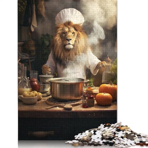 Lion Cooking Kitchen 1000 Puzzles für Erwachsene, freundliche Materialien, Coole Puzzles für Erwachsene für Jungen oder Mädchen, 1000 Teile (75 x 50 cm) von QBIREX
