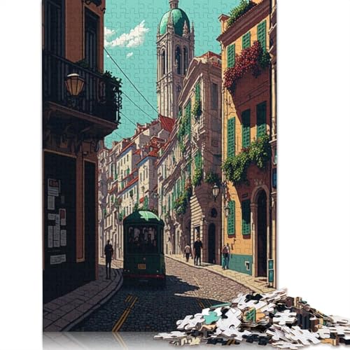 Lissabon-Pixel-Art-Puzzle, 100% recycelter Karton, 100% recycelter Karton, Puzzle für Jungen oder Mädchen, 1000 Teile (26 x 38 cm) von QBIREX