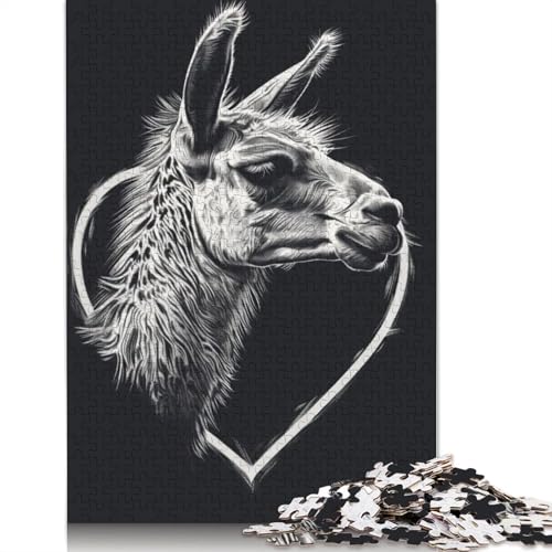 Llama Heart Puzzle 1000-teilige Schwer Puzzle Spielzeug Lernspiel Impossible Herausforderungsspielzeug Für Erwachsene Kinder 1500pcs (85x57cm) von QBIREX