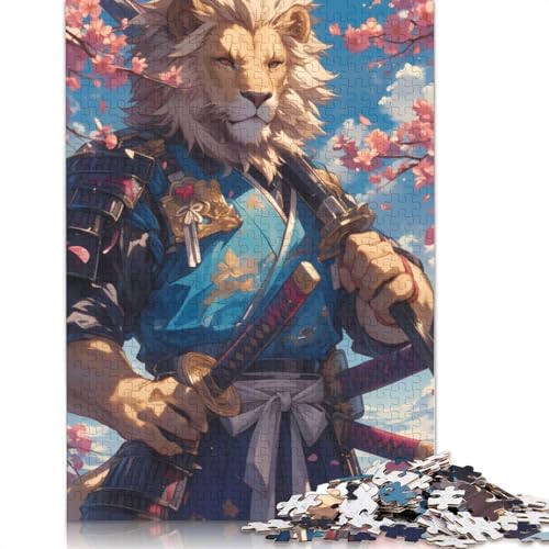 Löwe-Samurai-Puzzle, Lernspiele, Familienaktivitäten, Premium-Karton-Puzzle für Frauen und Männer, 1000 Teile (75 x 50 cm) von QBIREX