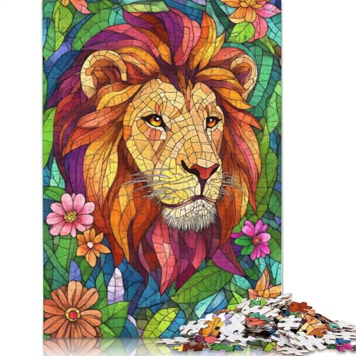 Löwe im Mosaik-Puzzle, Denksportaufgabe, Premium-Puzzle aus Karton für Kinder und Erwachsene ab 12 Jahren, 1000 Teile (38 x 26 cm) von QBIREX