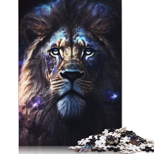 Löwen-Galaxien-Puzzle, anpassbare Bilder, 100% recycelter Karton, Puzzle für Erwachsene und Teenager, einzigartiges Geschenk, 1000 Teile (75 x 50 cm) von QBIREX