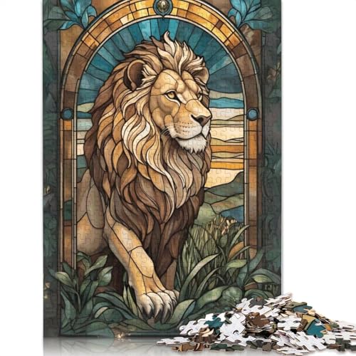 Löwen-Tier-Puzzle für Erwachsene, 1000 Teile, 100 Prozent recycelte Holzplatte, Denkpuzzle für Erwachsene, für Jungen oder Mädchen, 1000 Teile (75 x 50 cm) von QBIREX