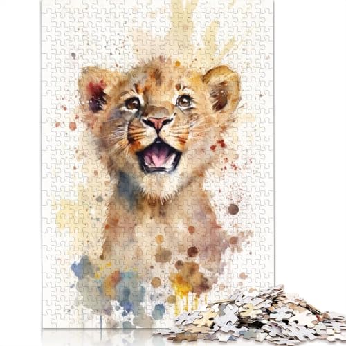 Löwen-Wasserskizzen-Zeichnungs-Puzzle für Erwachsene, Entspannungs-Herausforderungsspielzeug, Puzzles für Erwachsene für Frauen, für Kinder ab 12 Jahren, 1000 Teile (75 x 50 cm) von QBIREX