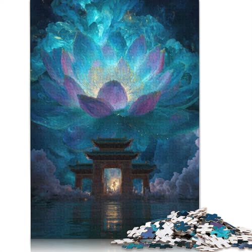 Lotus Gate Fantasy-Landschaftspuzzles für Erwachsene, 1000-teiliges Puzzle für Teenager, Lernspiel, Herausforderungsspielzeug, 1000 Stück (38 x 26 cm) von QBIREX