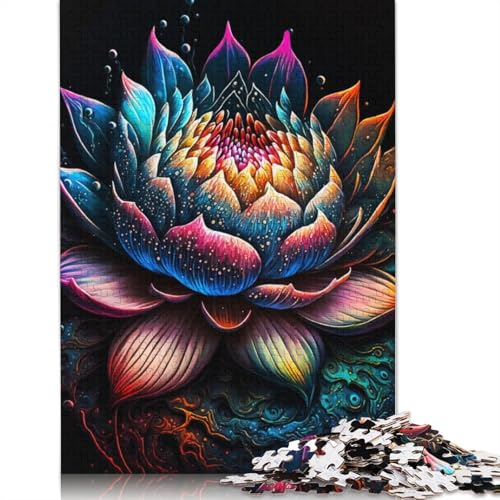 Lotusblumen-Kunst-Puzzle, rechteckig, Papp-Puzzle, Geschenk für Kinder ab 12 Jahren, 1500 Teile (85 x 57 cm) von QBIREX