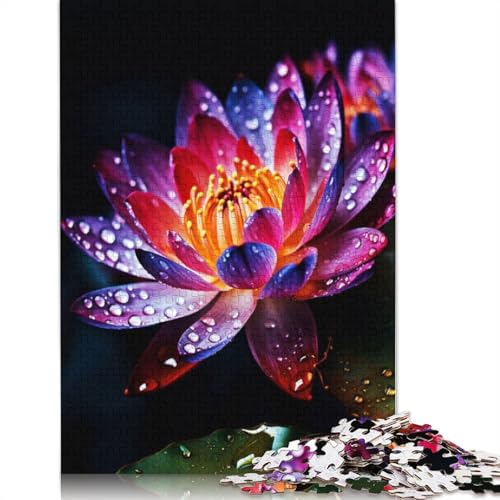 Lotusblumen-Puzzle, DIY-Spiel, rechteckiges Papierpuzzle für Jungen oder Mädchen, Geburtstagsgeschenk, 1000 Teile (75 x 50 cm) von QBIREX