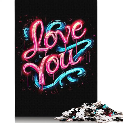 Love You Neon Puzzles 1000 Teile Schwer Puzzle Spielzeug Lernspiel Impossible Herausforderungsspielzeug Für Erwachsene Kinder 1000pcs (75x50cm) von QBIREX