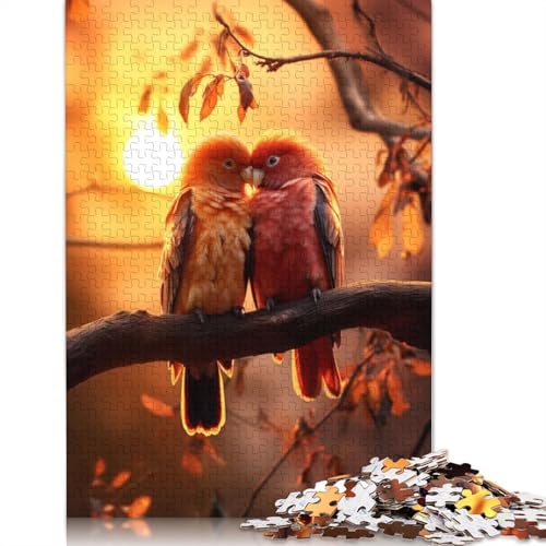 Lovebird im Baum bei Sonnenuntergang, Puzzle für Erwachsene, Lernspiele, Puzzle für Erwachsene und Kinder, 520 Teile (52 x 38 cm) von QBIREX