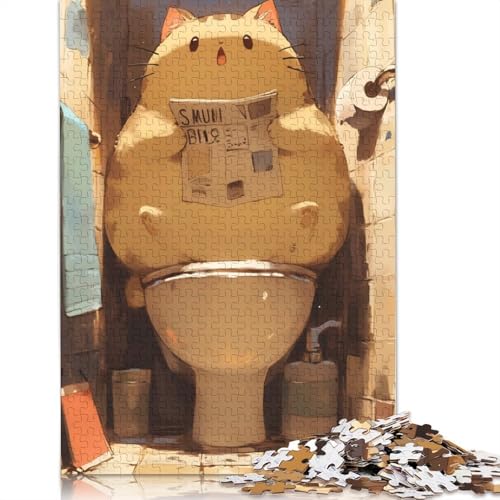 Lustiges, komisches Katzentoiletten-Puzzle, freundliche Materialien, 100% recycelter Karton, Puzzle für Erwachsene und Kinder, 1000 Teile (38 x 26 cm) von QBIREX