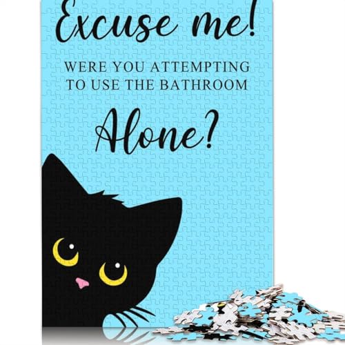 Lustiges Badezimmer-Puzzle mit schwarzer Katze für Erwachsene, Lernspiel, Puzzle, Geschenke für Kinder ab 12 Jahren, 520 Teile (52 x 38 cm) von QBIREX