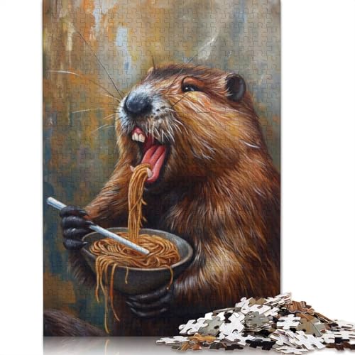 Lustiges Biber-Ramen-Nudel-Puzzle für Erwachsene, 1500 Teile, interessantes Puzzle zur Stressreduzierung für Frauen und Männer, 1500 Teile (85 x 57 cm) von QBIREX