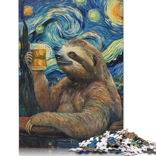 Lustiges Faultier, das Bier trinkt, Puzzle-Spielzeug für Erwachsene, Lernspiel, Puzzle-Spiele für Erwachsene für Frauen und Männer, 1500 Teile (85 x 57 cm) von QBIREX