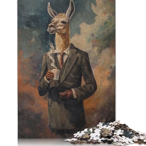 Lustiges Lama-Kostüm, Kaffee, 520 Puzzles für Erwachsene, Lernspiel, Puzzlespiele für Erwachsene für Jungen oder Mädchen, 520 Teile (52 x 38 cm) von QBIREX