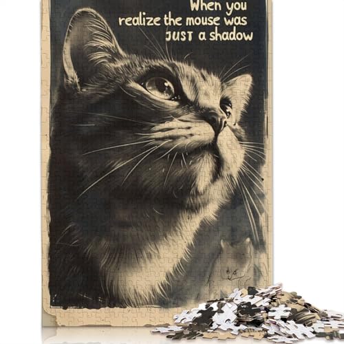 Lustiges Poster-Puzzle mit Katze und Maus, 100% Recyclingkarton, Puzzle aus 100% Recyclingkarton, für Jungen oder Mädchen, 1000 Teile (75 x 50 cm) von QBIREX