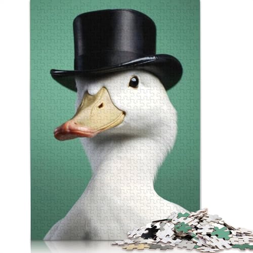 Lustiges Puzzle mit Ente im Anzug, 100% Recyclingkarton, 100% Recyclingkarton, Puzzle für Jungen oder Mädchen, 1000 Teile (75 x 50 cm) von QBIREX