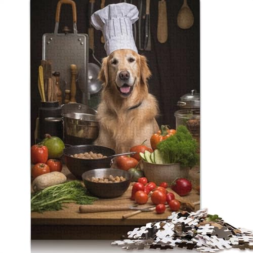 Lustiges Puzzle mit Hundekochen und Küchenzubehör, schwieriges rechteckiges Puzzle aus Hartpapier für Erwachsene und Kinder, einzigartiges Geschenk, 1000 Teile (75 x 50 cm) von QBIREX
