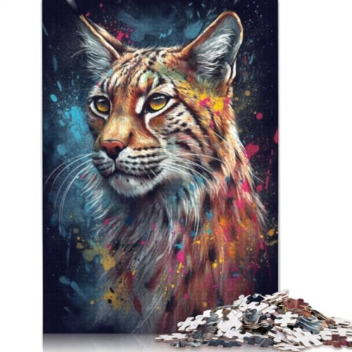 Lynx Painting Puzzle 1000-teilige Schwer Puzzle Spielzeug Lernspiel Impossible Herausforderungsspielzeug Für Erwachsene Und Kinder Ab 12 Jahren 1500pcs (85x57cm) von QBIREX