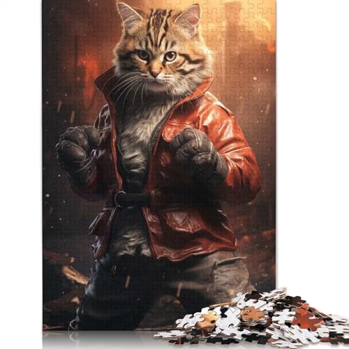 MMA Kung Fu Cat Puzzle Dekompressionsspielzeug Rechteckiges Papierpuzzle für Kinder und Erwachsene ab 12 Jahren 1000 Teile (38 x 26 cm) von QBIREX