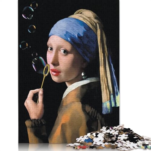 Mädchen mit Perlenohrring, Puzzle-Spielzeug, Lernspiel, Premium-Karton-Puzzle für Erwachsene und Kinder, 1000 Teile (75 x 50 cm) von QBIREX