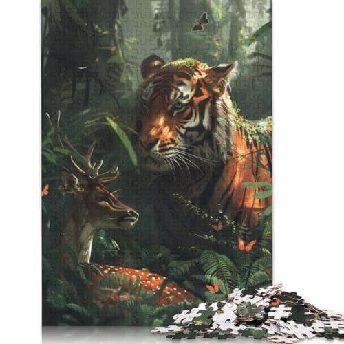 Märchen-Puzzle mit Tiger und Hirsch, 520 Teile, Heimdekoration, ungewöhnliche Puzzles für Erwachsene, für Jungen oder Mädchen, 520 Teile (52 x 38 cm) von QBIREX