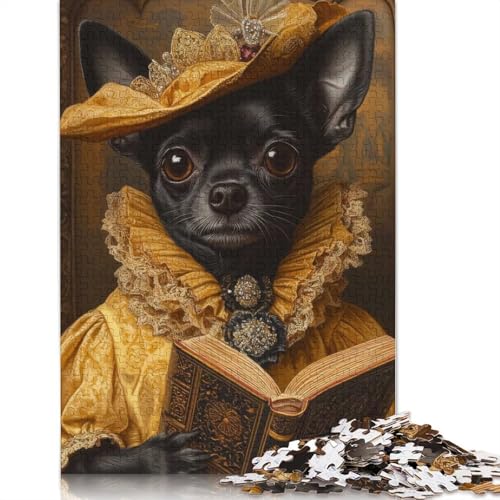 Majestätischer Chihuahua in Gelb und Gold, Renaissance-Chihuahua-Poster, Puzzle, freundliche Materialien, 100% recycelter Karton, Puzzle-Geschenk, 1000 Teile (75 x 50 cm) von QBIREX