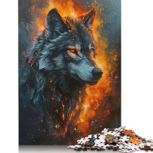Majestätischer Grauer Wolf, 1000-teiliges Puzzle für Erwachsene, interessante Stressabbau-Puzzlespiele für Erwachsene, Teenager, 1000 Teile (75 x 50 cm) von QBIREX