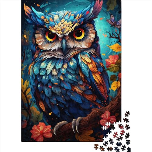 Malen, Farbe, Tier, Eule, Puzzle, Entspannung, Herausforderung, Spielzeug, Papier, rechteckig, Puzzle für Jungen oder Mädchen, 1000 Teile (75 x 50 cm) von QBIREX