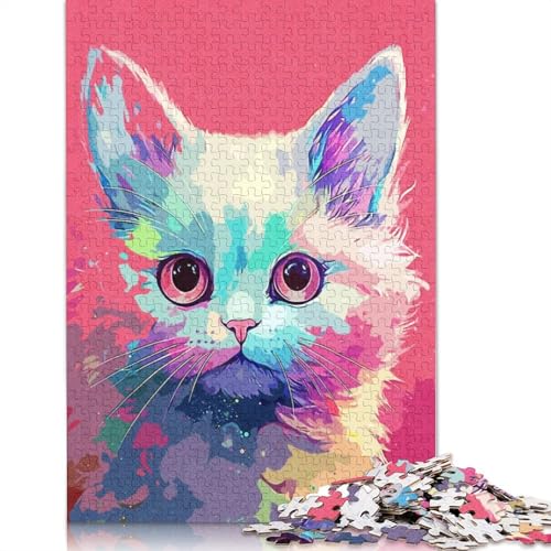 Malen Katzenpuzzle Familienspaß Papier Rechteckiges Puzzle für Jungen oder Mädchen Kindertagsgeschenke 1000 Teile (75x50cm) von QBIREX