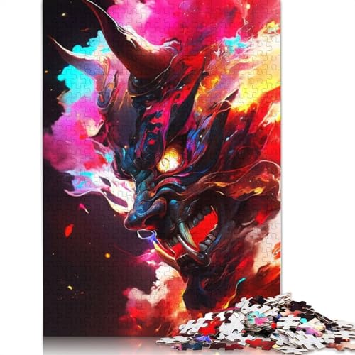 Malen Sie das Oni-Masken-Puzzle, DIY-Spiel, rechteckiges Papierpuzzle für Jungen oder Mädchen, Geburtstagsgeschenk, 1000 Teile (26 x 38 cm) von QBIREX