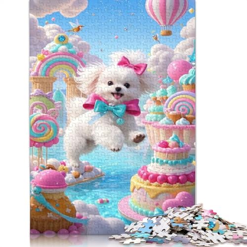 Maltese Puppy Puzzle 1000-teilige Schwer Puzzle Spielzeug Lernspiel Impossible Herausforderungsspielzeug Für Erwachsene Und Kinder Ab 12 Jahren 1000pcs (38x26cm) von QBIREX