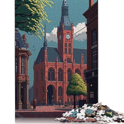 Mannheim Pixel Art Puzzle, 100% Recyclingkarton, 100% Recyclingkarton, Puzzle für Jungen oder Mädchen, 1000 Teile (75 x 50 cm) von QBIREX