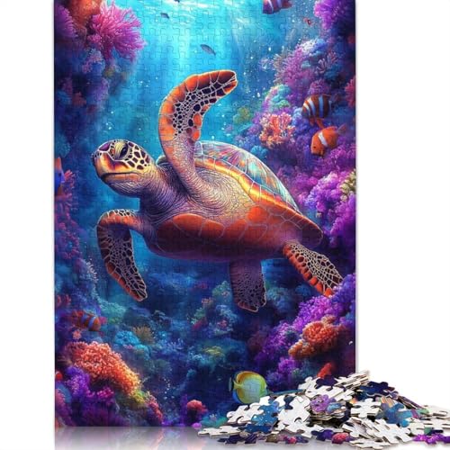 Meeresschildkröte im Korallenriff, Papierpuzzle, 1000 Teile, Puzzle für Erwachsene, Lernspiel, Herausforderungsspielzeug, 1000 Teile (75 x 50 cm) von QBIREX