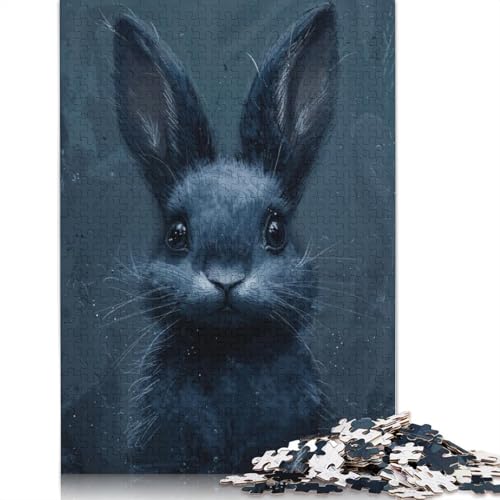 Midnight Hare Puzzle DIY-Spiel, rechteckiges Papierpuzzle für Jungen oder Mädchen, Geburtstagsgeschenk, 1000 Teile (75 x 50 cm) von QBIREX