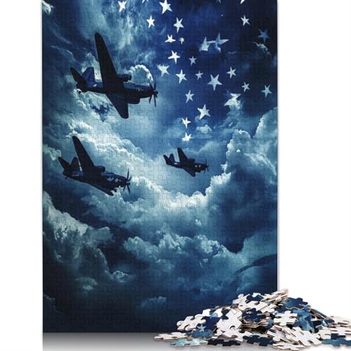 Militärflugzeuge im Flug, Puzzle, Denksportaufgabe, rechteckiges Papierpuzzle für Erwachsene und Teenager, 1000 Teile (75 x 50 cm) von QBIREX