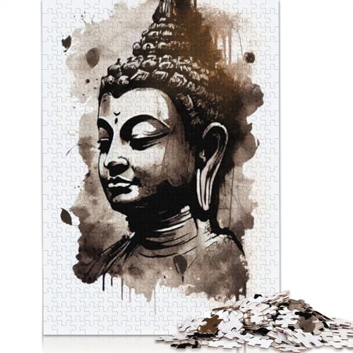 Mindful Buddha Ink Wash Puzzle 1000 Teile Schwer Puzzle Spielzeug Pädagogisches Spiel Impossible Herausforderung Spielzeug Für Erwachsene Und Kinder Ab 12 Jahren 1000pcs (38x26cm) von QBIREX