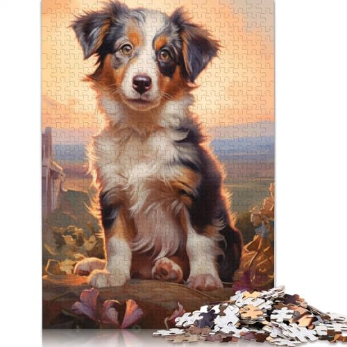 Miniatur-Puzzle „Amerikanischer Schäferhund“ für Erwachsene. Anspruchsvolles und kniffliges Puzzle für Erwachsene, für Jungen oder Mädchen, 520 Teile (52 x 38 cm) von QBIREX