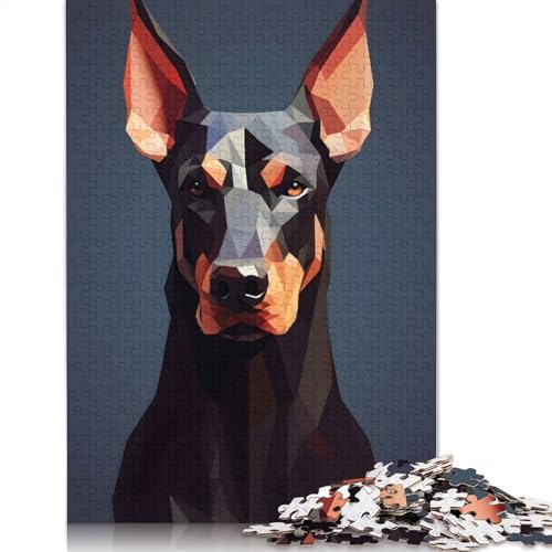 Minimalistisches Dobermann-Puzzle, DIY-Spiel, rechteckiges Papierpuzzle für Jungen oder Mädchen, Geburtstagsgeschenk, 1000 Teile (75 x 50 cm) von QBIREX