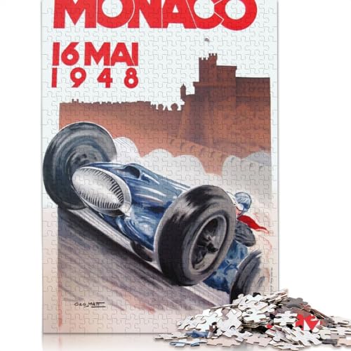 Monaco Grand Prix 1950 Puzzle 1000 Teile Erwachsenenpuzzle Puzzles Holzpuzzles Nachhaltiges Puzzle für Erwachsene | Spiele 1000 Teile (75 x 50 cm) von QBIREX