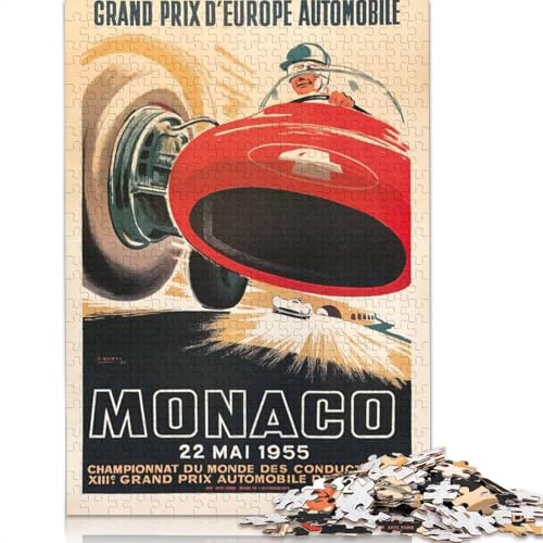 Monaco Grand Prix 1960 Puzzle 1500 Teile Erwachsenen-Puzzle, Holzpuzzles, nachhaltiges Puzzle für Erwachsene, Spiele, 1500 Teile (85 x 57 cm) von QBIREX