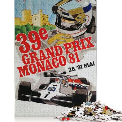 Monaco Grand Prix 1981 Puzzle DIY Spiel Papier Rechteckiges Puzzle für Jungen oder Mädchen Geburtstagsgeschenk 1000 Teile (75x50cm) von QBIREX