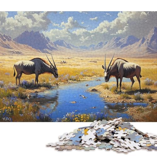 Mongolisches Gazellen-Puzzle, Premium-Puzzle aus 100% recyceltem Brett, für Kinder und Erwachsene ab 12 Jahren, 70 x 50 cm, 1000 Teile Mongolisches Gazellen-Puzzle, Premium-Puzzle aus 100% recyceltem Brett, für Kinder und Erwachsene ab 12 Jahren, 70 x 50 cm, 1000 Teile von QBIREX